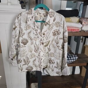 Anthropologie Seashell Print Jacket